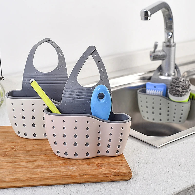 Küche Waschbecken Halter Hängen Ablauf Korb Einstellbare Seife Schwamm Regal Organizer Bad Wasserhahn Halter Rack Küche Zubehör