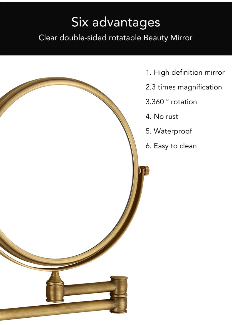 Badezimmer-Accessoires, Make-up-Spiegel, Badspiegel, antike Bronze, Wandmontage, Lupe, Badezimmerspiegel, Badezimmer-Hardware-80290