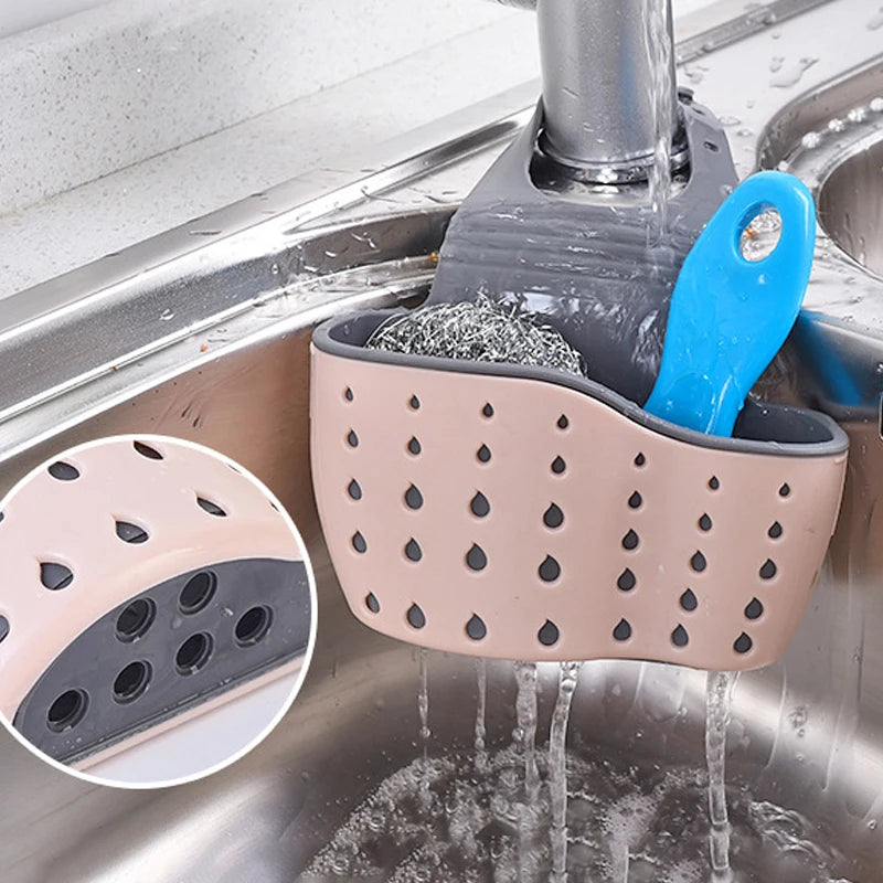 Küche Waschbecken Halter Hängen Ablauf Korb Einstellbare Seife Schwamm Regal Organizer Bad Wasserhahn Halter Rack Küche Zubehör