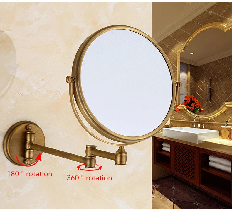 Badezimmer-Accessoires, Make-up-Spiegel, Badspiegel, antike Bronze, Wandmontage, Lupe, Badezimmerspiegel, Badezimmer-Hardware-80290