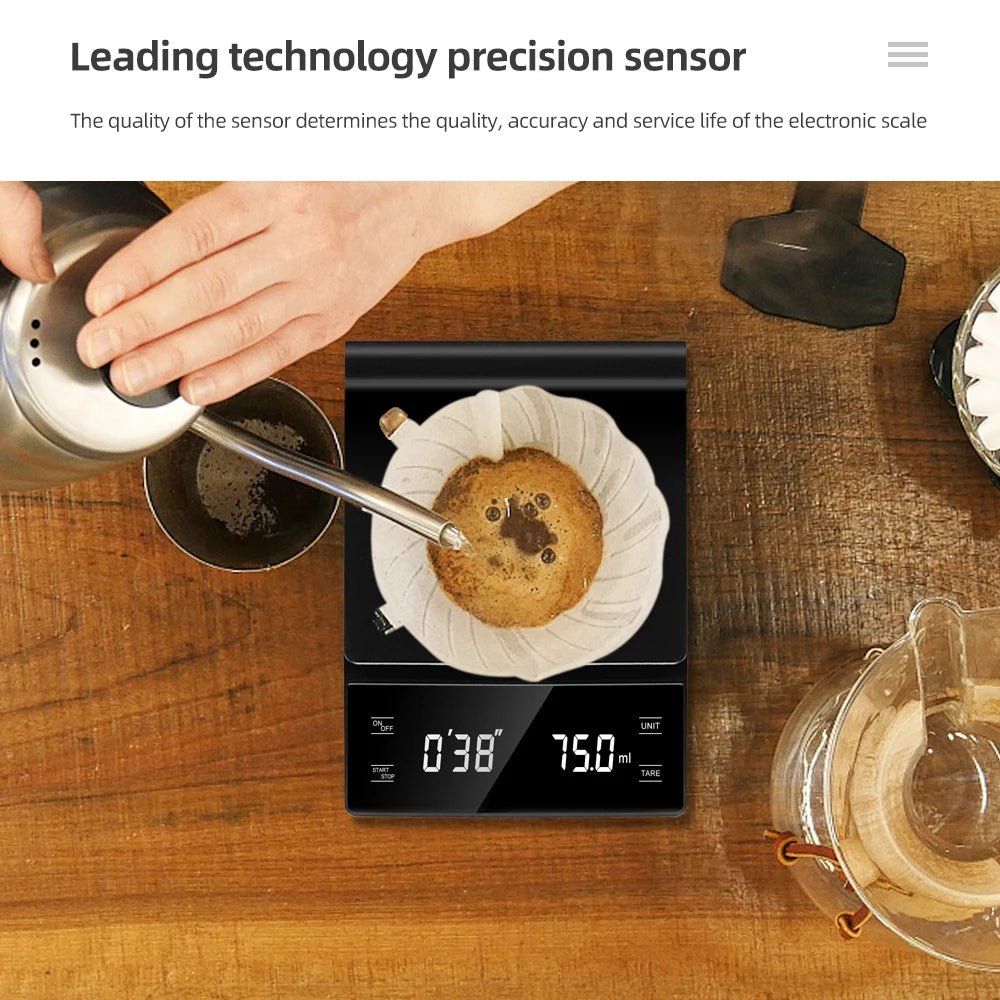 3 kg/0,1 g Kaffeewaage mit Timer, Küchenutensilien, digitale Multifunktions-Waage zum Übergießen von Tropfen, Espresso-Waage, LCD-Display