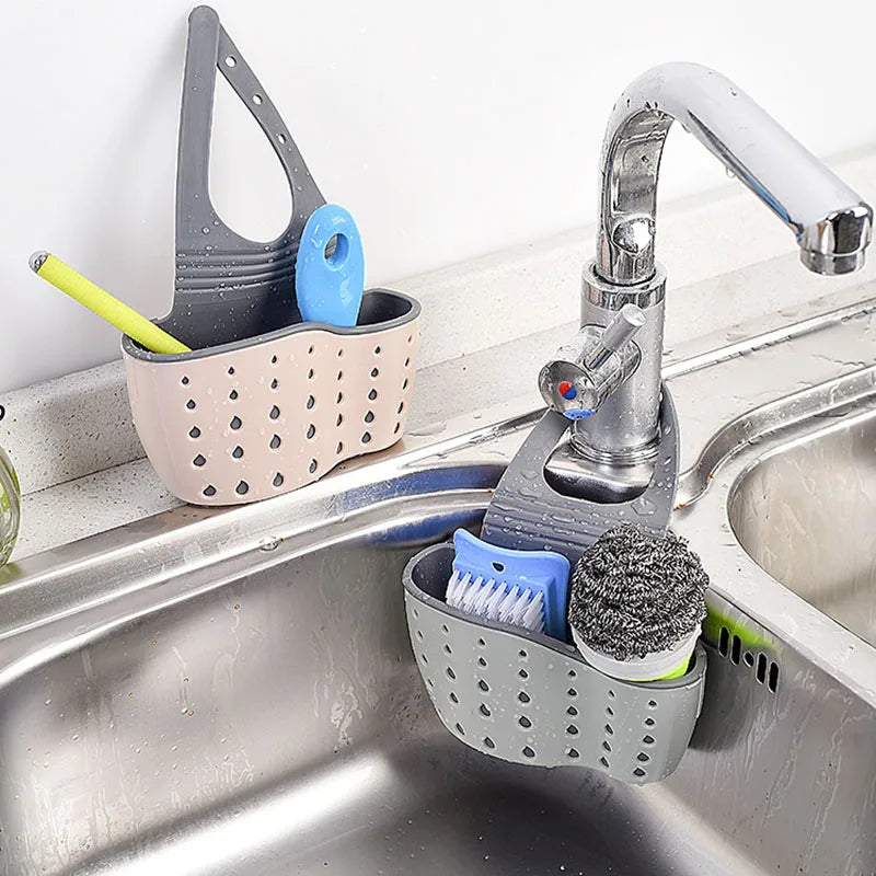 Küche Waschbecken Halter Hängen Ablauf Korb Einstellbare Seife Schwamm Regal Organizer Bad Wasserhahn Halter Rack Küche Zubehör