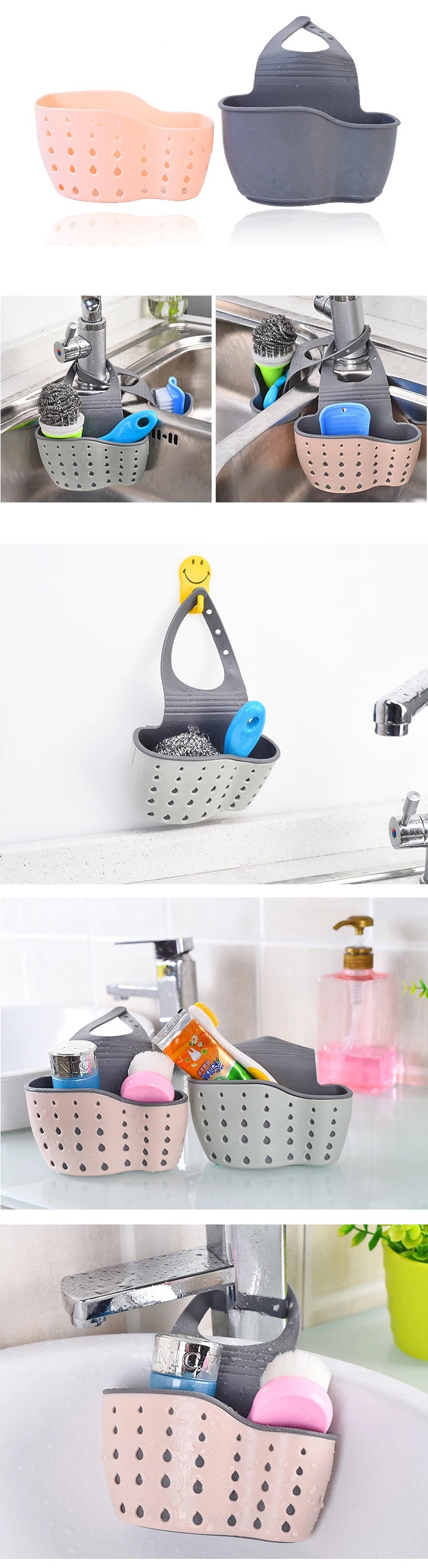 Küche Waschbecken Halter Hängen Ablauf Korb Einstellbare Seife Schwamm Regal Organizer Bad Wasserhahn Halter Rack Küche Zubehör
