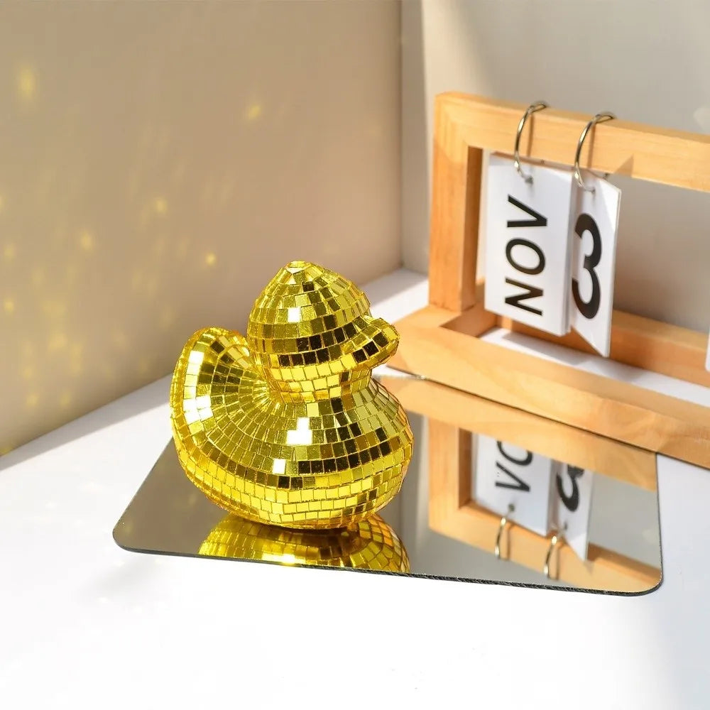 Dekorativer Desktop-Disco-Spiegel, Enten-Discokugel aus Glas, Disco-Ornament, Enten-Discokugel als Heimdekoration, Spiegel-Disco-Ente für Zuhause