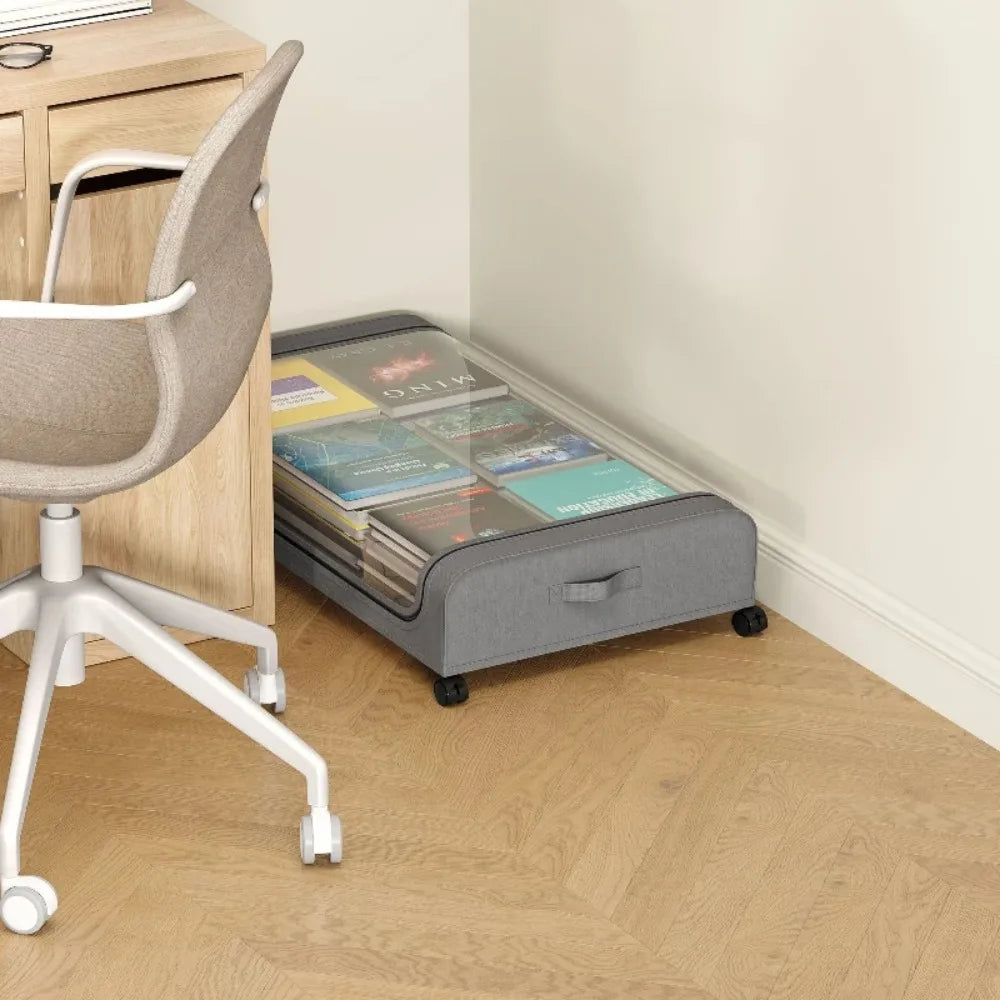 Unterbett-Aufbewahrungsbox mit Rollen Staubdichtes Aufbewahrungsregal Einfache Kleider- und Schuhaufbewahrungsbox Schlafzimmer-Organizer