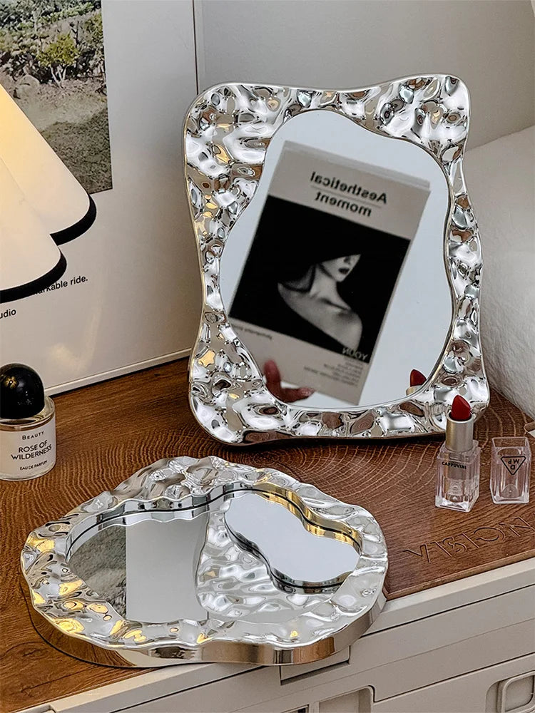 Badezimmer Behandelt Spiegel Eitelkeit Frauen Design Tragbare Spiegel Kleine Wohnheim Espejo Maquillaje Luz Hause Dekoration Zubehör