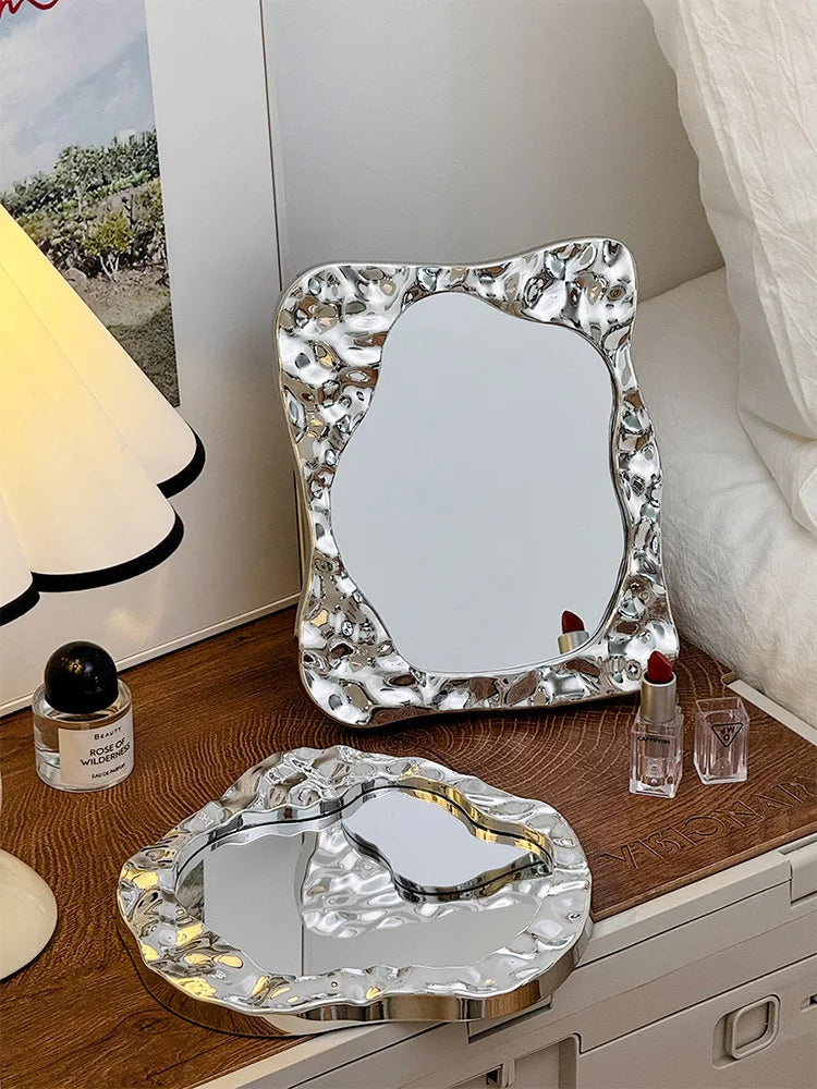 Badezimmer Behandelt Spiegel Eitelkeit Frauen Design Tragbare Spiegel Kleine Wohnheim Espejo Maquillaje Luz Hause Dekoration Zubehör