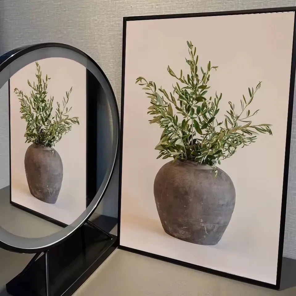 Art Deco Retro Blumenvase Leinwand Wandkunstdruck, rahmenloses modernes abstraktes Blumenposter für Heimdekoration, ästhetische Raumdeko