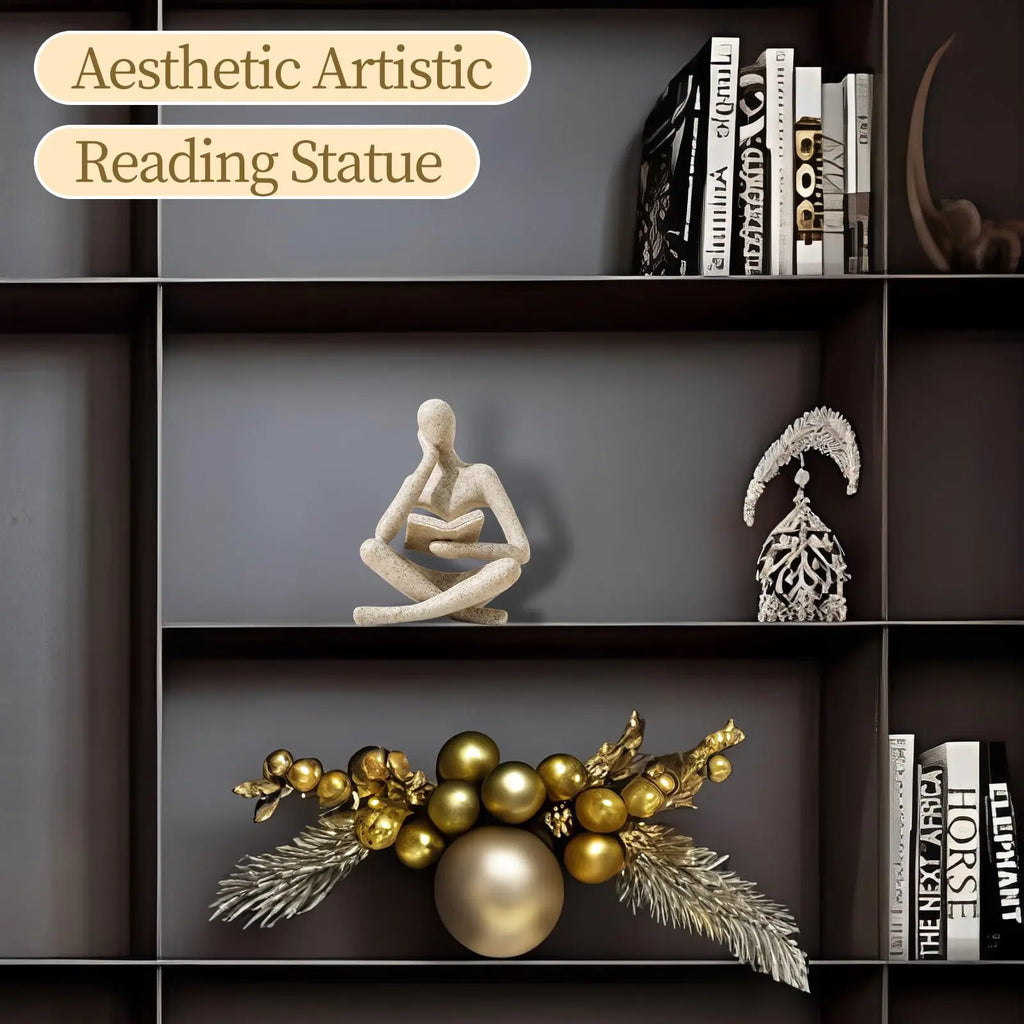 Bücherregal-Dekor, Denker-Statue – abstrakte Kunst, Lesen, Denker-Skulptur, Figur, ästhetisch, moderne Heimdekoration für das Leben