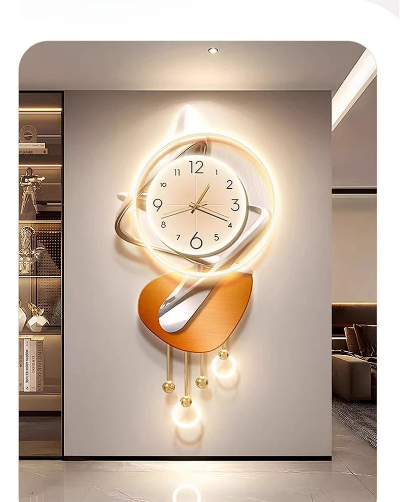 Moderne Design-Wohnzimmer-Digitalwanduhr LED-Restaurant-Uhr Geräuschlose Uhr Große Abstrakte Flur-Wandlampe Wanddekoration