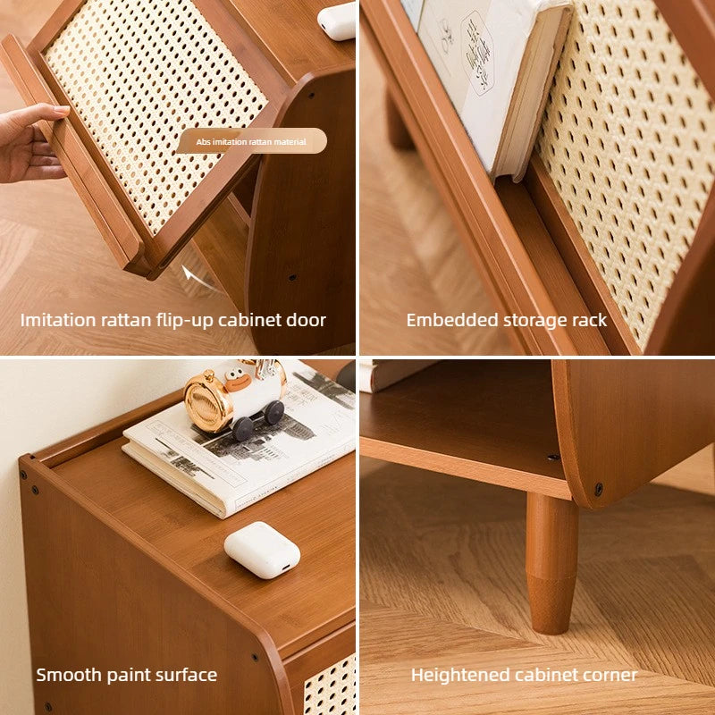 Minimalistisch moderner Nachttisch aus Bambus, kleiner Schrank für das Wohnzimmer, kleiner Aufbewahrungsschrank, Haushalts-Aufbewahrungsschrank.