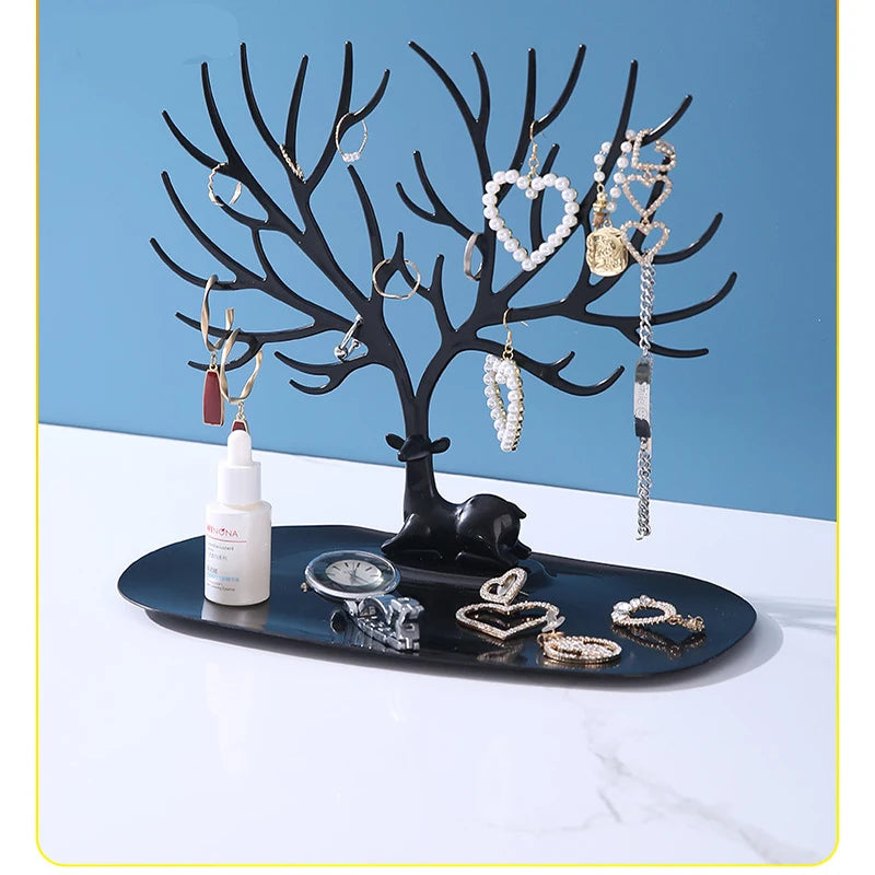 Jewelry Tree with Tray – Decorative Jewelry Holder for Rings & Earrings