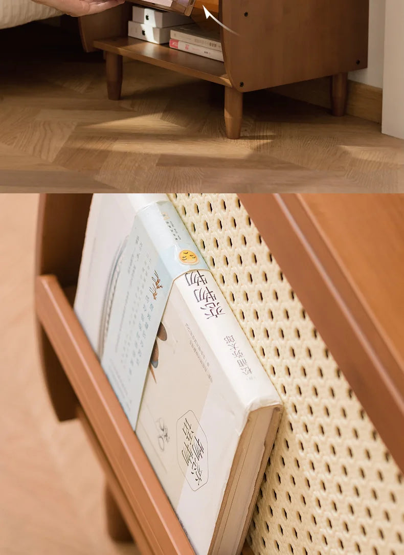 Minimalistisch moderner Nachttisch aus Bambus, kleiner Schrank für das Wohnzimmer, kleiner Aufbewahrungsschrank, Haushalts-Aufbewahrungsschrank.