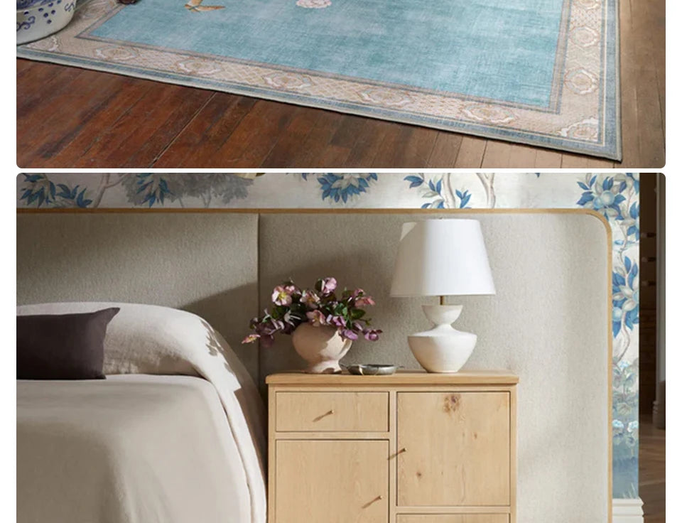Wohnzimmer Schlafzimmer Teppich Retro Europäischen und Amerikanischen Stil Blau Floral Multi-farbe Boden Matte Luxus Hause Dekoration Bereich Teppiche