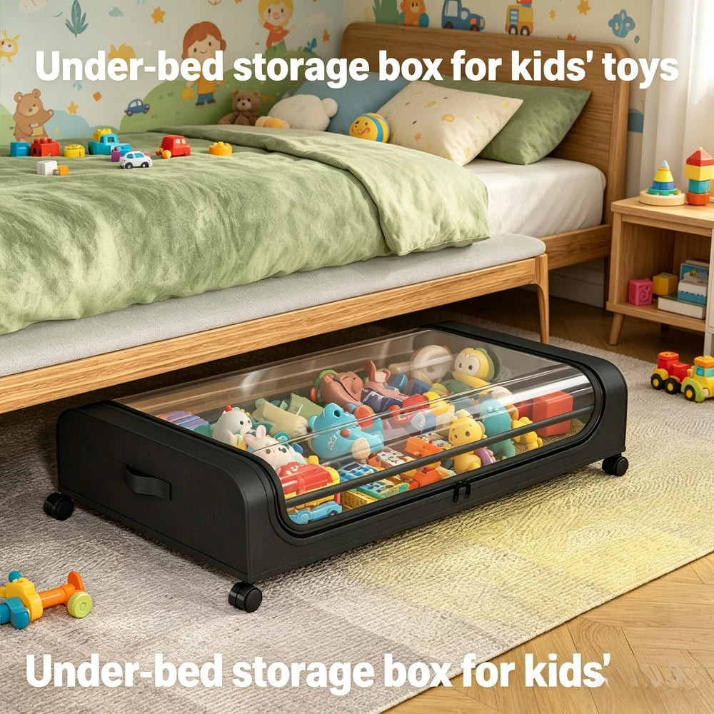 Unterbett-Aufbewahrungsbox mit Rollen Staubdichtes Aufbewahrungsregal Einfache Kleider- und Schuhaufbewahrungsbox Schlafzimmer-Organizer