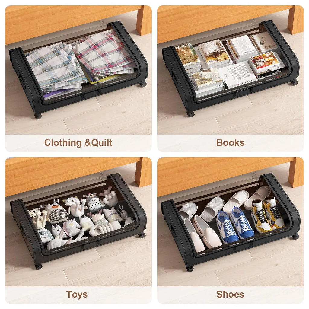 Bettboden-Aufbewahrungsbox mit Rollen, unter dem Bett, staubdichter Organizer für Kleidung, Schuhe, Zuhause, Schlafzimmer, schlichtes Design, rollende Schublade