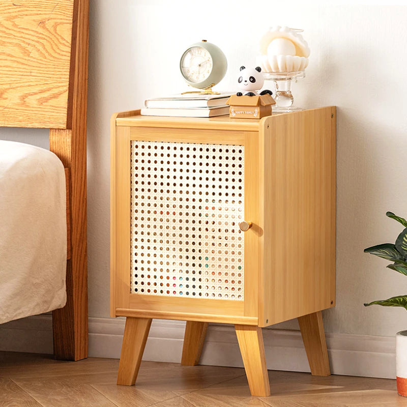 Moderner Nachttisch für Schlafzimmer, einfacher Aufbewahrungsschrank für Schlafzimmer, Schranktür mit ABS-Gitter, starker Türstopper, Nachttisch