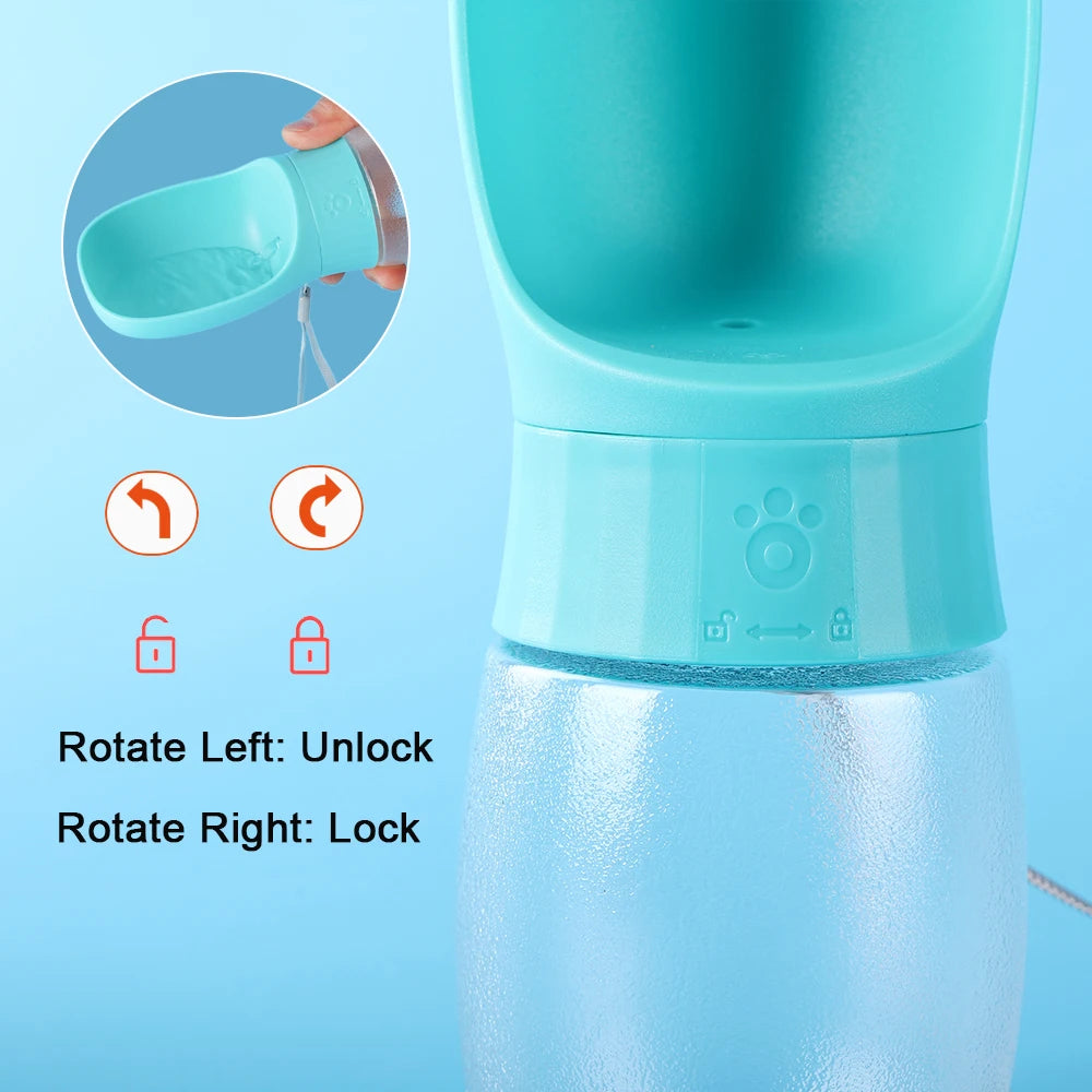 Tragbare Hunde-Trinkflasche mit integriertem Wassernapf – auslaufsicher für unterwegs