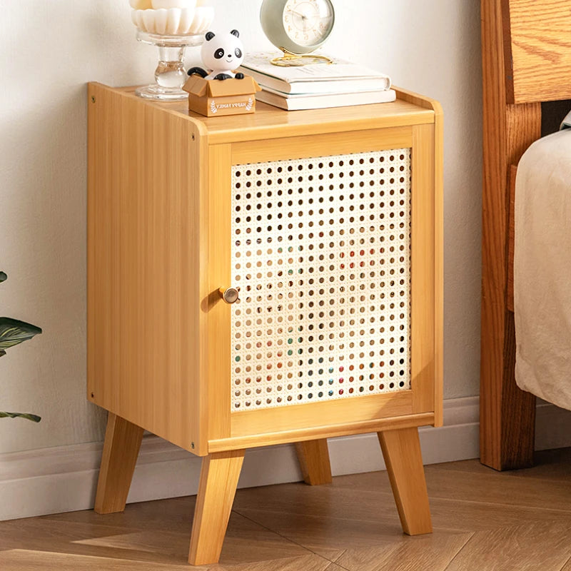 Moderner Nachttisch für Schlafzimmer, einfacher Aufbewahrungsschrank für Schlafzimmer, Schranktür mit ABS-Gitter, starker Türstopper, Nachttisch