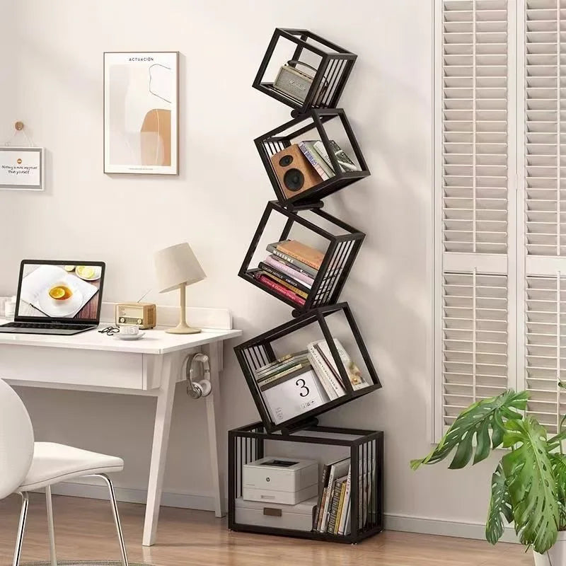 Modernes Wohnzimmer-Dekor, Kunstregal aus Eisen, Büro- und Arbeitszimmer-Bücherregal, mehrschichtiges Lagerregal zum Organisieren von Büchern und Dekorationen
