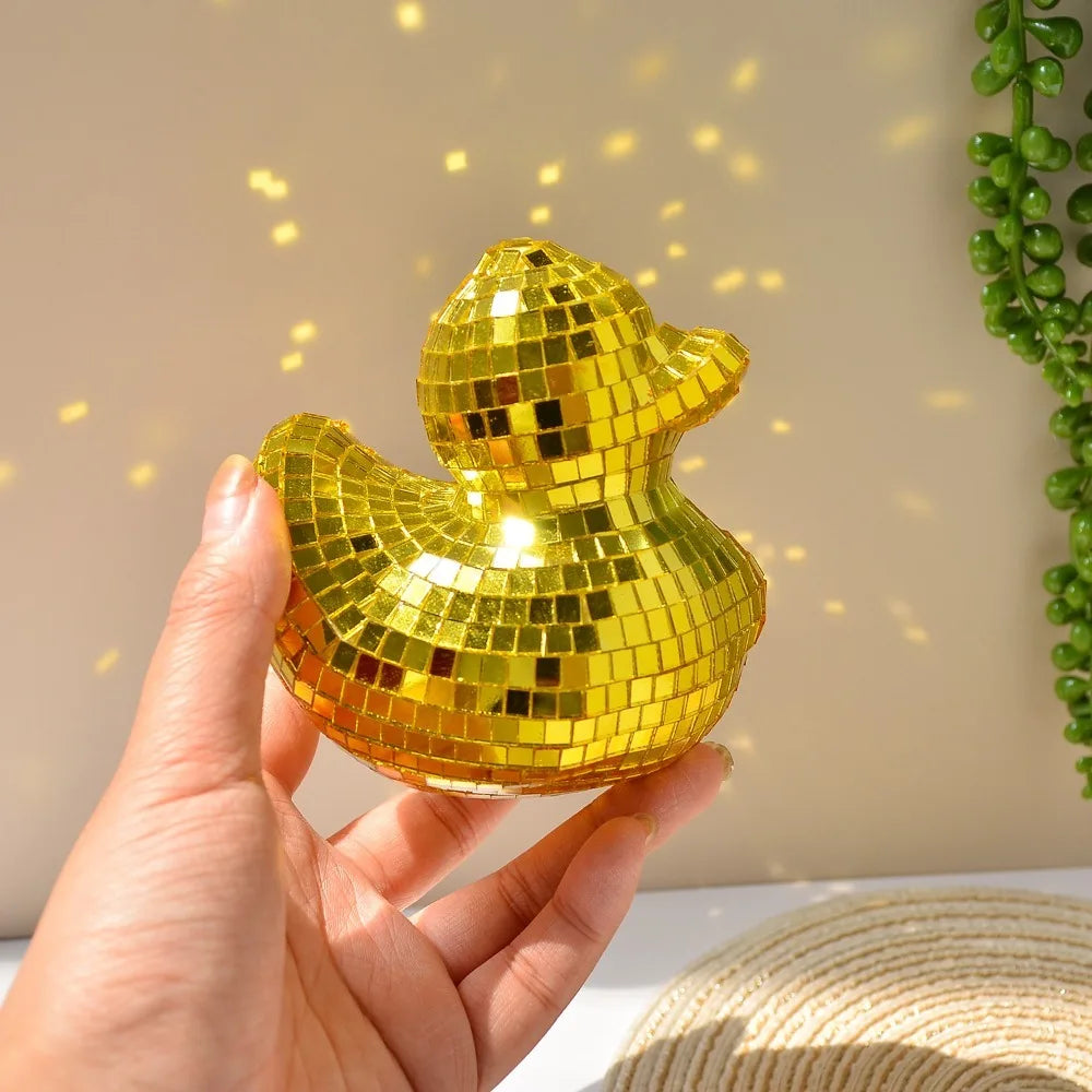 Dekorativer Desktop-Disco-Spiegel, Enten-Discokugel aus Glas, Disco-Ornament, Enten-Discokugel als Heimdekoration, Spiegel-Disco-Ente für Zuhause