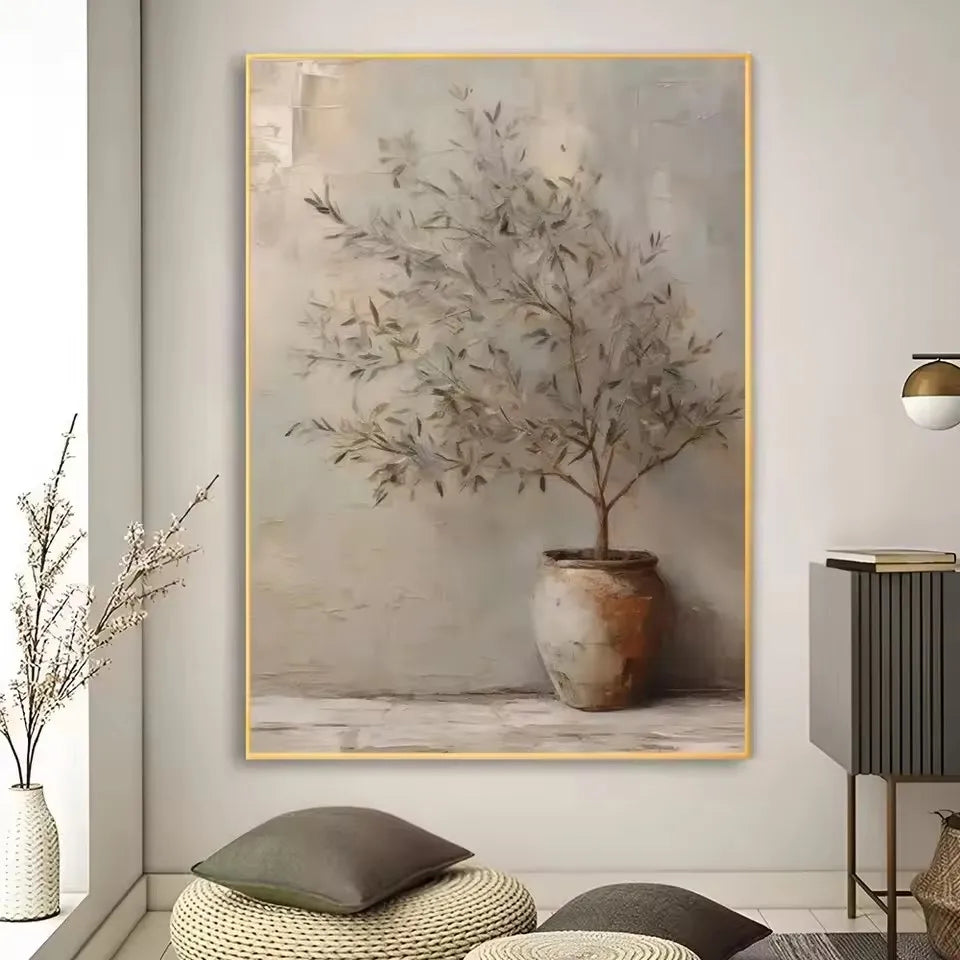 Art Deco Retro Blumenvase Leinwand Wandkunstdruck, rahmenloses modernes abstraktes Blumenposter für Heimdekoration, ästhetische Raumdeko