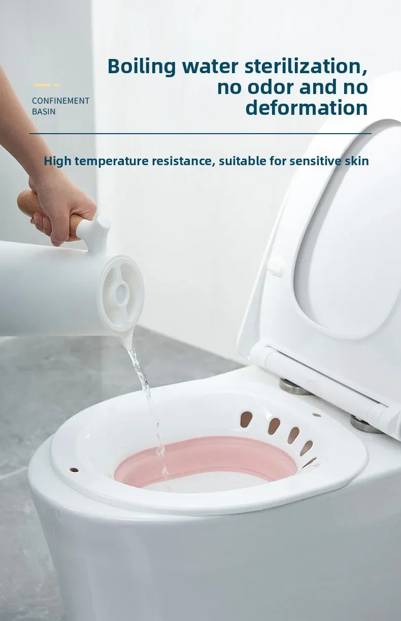 Sitzbad für Hämorrhoiden, Sitzbad für Toilettensitz, Pflege nach der Geburt, Sitz-Badeset für Frauen, zusammenklappbar, Spülschlauch
