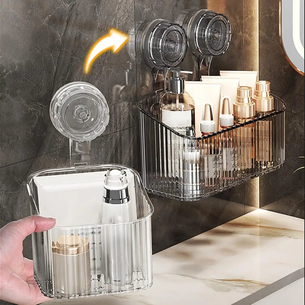 Dusche Saugnapf Regal Korb Punch-freies Lagerung Halter Installation Badezimmer Organizer Lagerung Rotierenden zu Saugen Entfernen