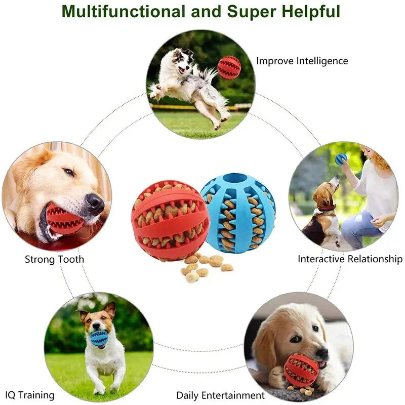 Hundespielzeugball, ungiftiger, bissfester Spielzeugball für Hunde, Welpen, Katzen, Hunde, Tiernahrung, Leckerli, Futterspender, Kaugel, Zahnreinigungsball