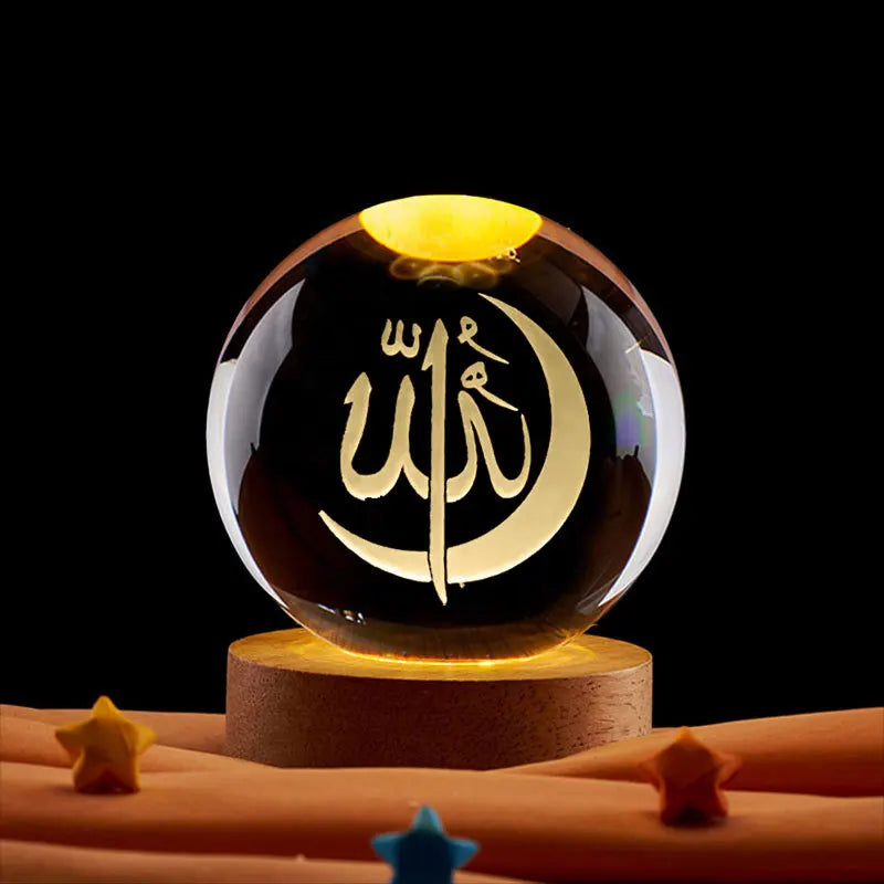 Ramadan Dekoration 3D Kristall Ball Nachtlicht Moschee Schloss Mond Leuchtende Ornament Muslimischen Islam Party Decor Ramadan Kareem Geschenk