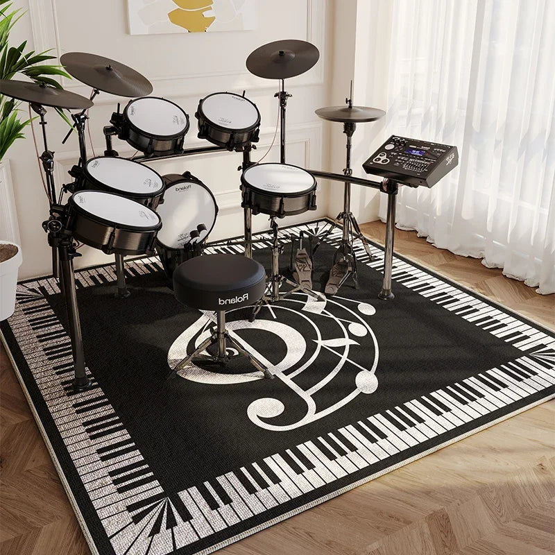 Moderne Wohnzimmer Teppich Home Decor Mode Luxus Trommel Abstrakte Musik Symbol Schwarz Weiß Plaid Große Bereich Schlafzimmer Dekor Teppiche