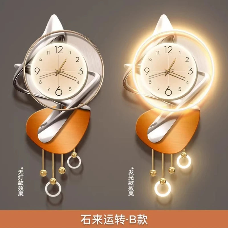 Moderne Design-Wohnzimmer-Digitalwanduhr LED-Restaurant-Uhr Geräuschlose Uhr Große Abstrakte Flur-Wandlampe Wanddekoration