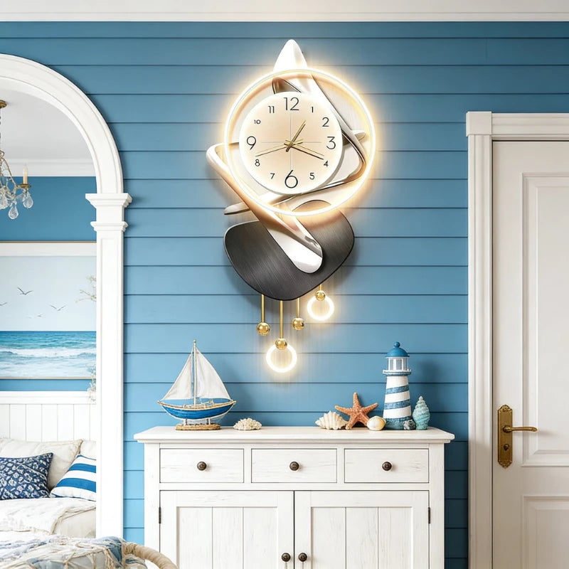 Moderne Design-Wohnzimmer-Digitalwanduhr LED-Restaurant-Uhr Geräuschlose Uhr Große Abstrakte Flur-Wandlampe Wanddekoration