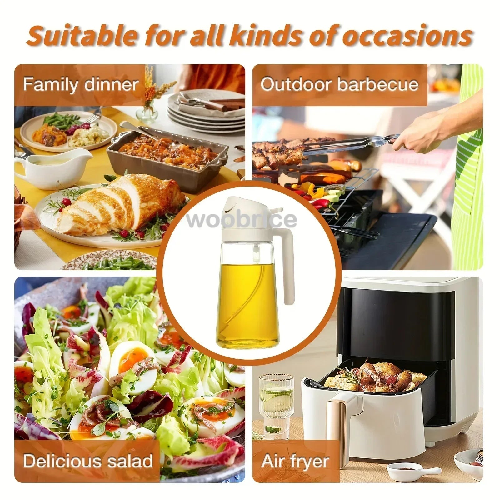2-in-1-Küchenspray-Ölspender, Ölsprüher, Polierer oder nur Spray für Luftfritteuse, Salat, Grillen, Braten, Kochen, Küchenzubehör