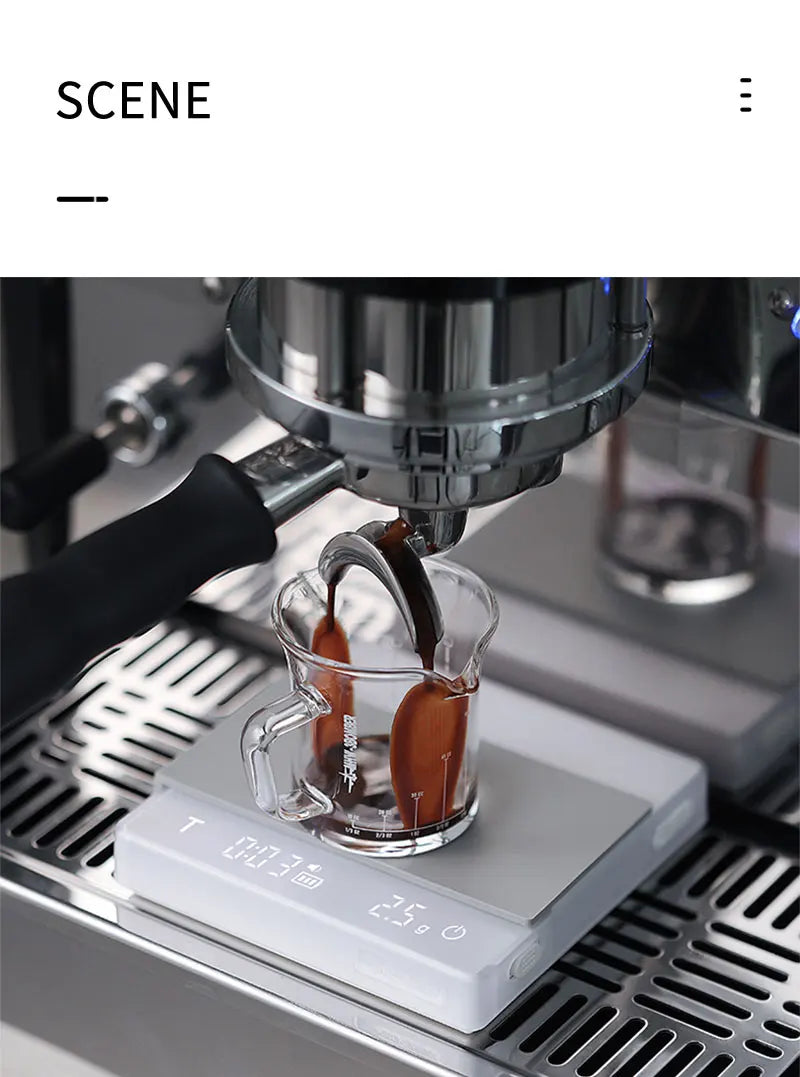 MHW-3BOMBER Digitale Küchenkaffeewaage, hochpräzise, zyklische, wiederaufladbare Espresso-elektronische Waage, Heim-Barista-Zubehör