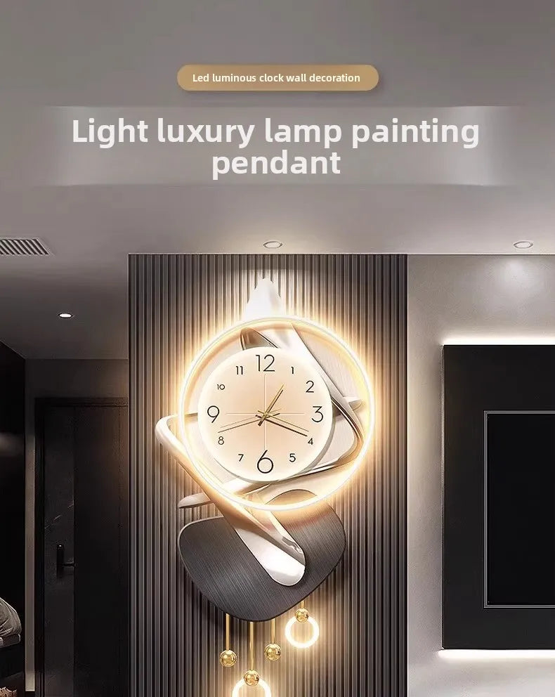 Moderne Design-Wohnzimmer-Digitalwanduhr LED-Restaurant-Uhr Geräuschlose Uhr Große Abstrakte Flur-Wandlampe Wanddekoration