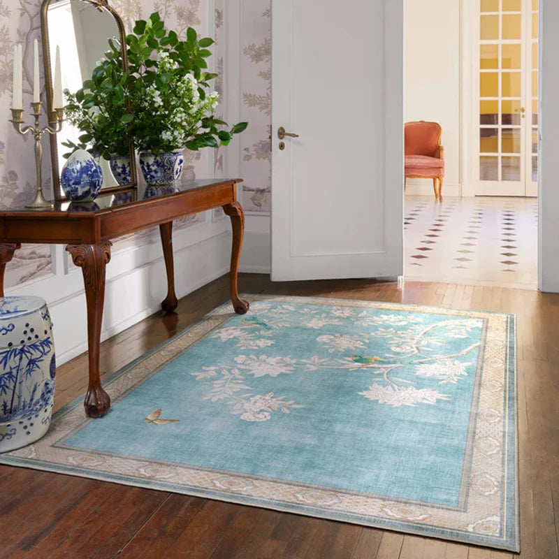Wohnzimmer Schlafzimmer Teppich Retro Europäischen und Amerikanischen Stil Blau Floral Multi-farbe Boden Matte Luxus Hause Dekoration Bereich Teppiche
