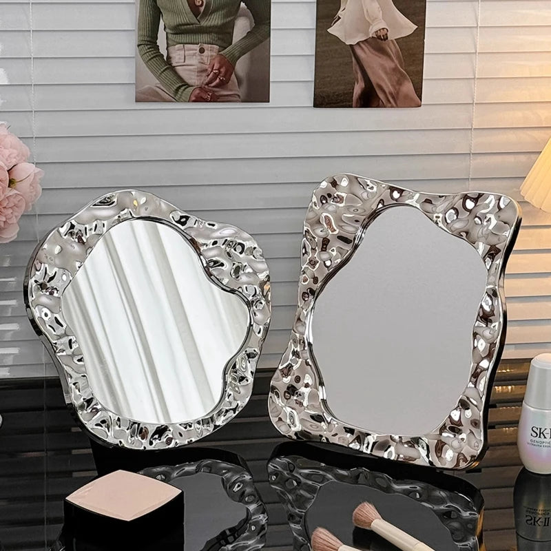 Badezimmer Behandelt Spiegel Eitelkeit Frauen Design Tragbare Spiegel Kleine Wohnheim Espejo Maquillaje Luz Hause Dekoration Zubehör