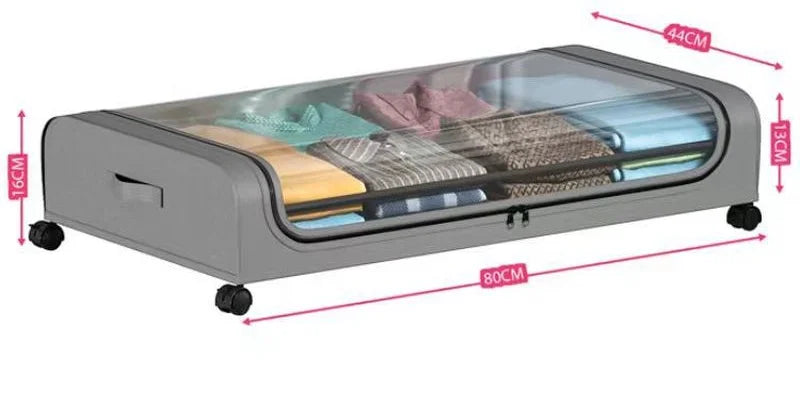 Bettboden-Aufbewahrungsbox mit Rollen, unter dem Bett, staubdichter Organizer für Kleidung, Schuhe, Zuhause, Schlafzimmer, schlichtes Design, rollende Schublade