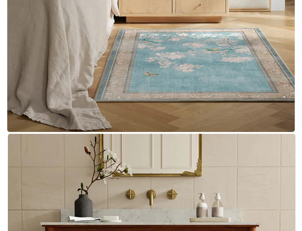 Wohnzimmer Schlafzimmer Teppich Retro Europäischen und Amerikanischen Stil Blau Floral Multi-farbe Boden Matte Luxus Hause Dekoration Bereich Teppiche