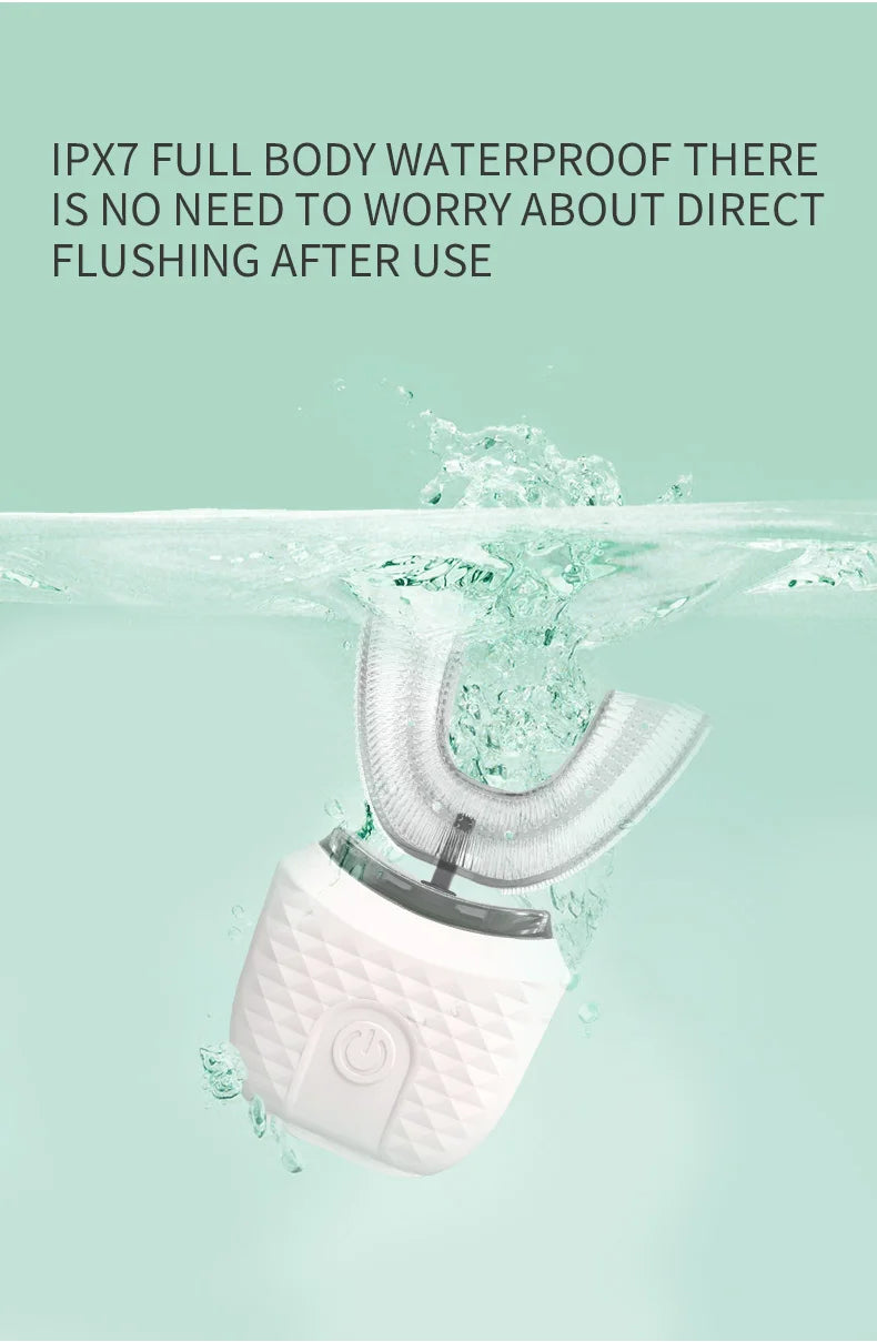 Elektrische Zahnbürste für Erwachsene, automatische USB-Aufladung, U-förmige Zahnbürste, 360 Grad, intelligente wiederaufladbare Zahnbürste