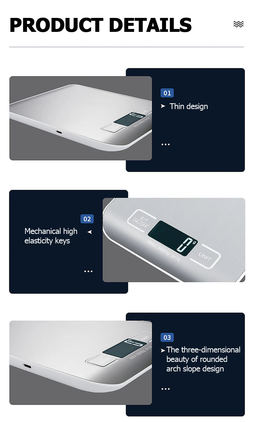 5kg/10kg Digital Kitchen Scales LCD Display Stainless Steel Electronic Scales Home Jewelry Food Snacks Weighing Baking Tools