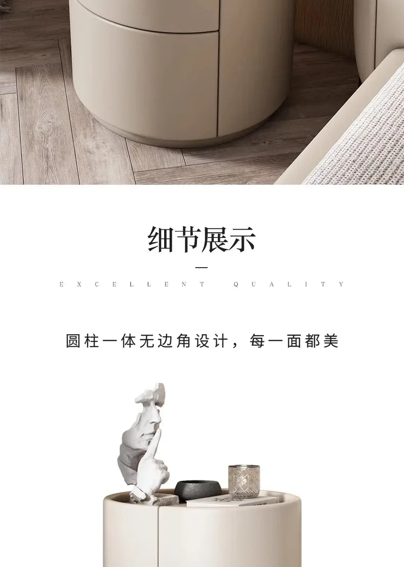 Home Wohnzimmer Sofa Seitenschrank, kreativer runder Nachttisch aus massivem Holz, neuer einfacher moderner kleiner Schlafzimmer-Aufbewahrungsschrank