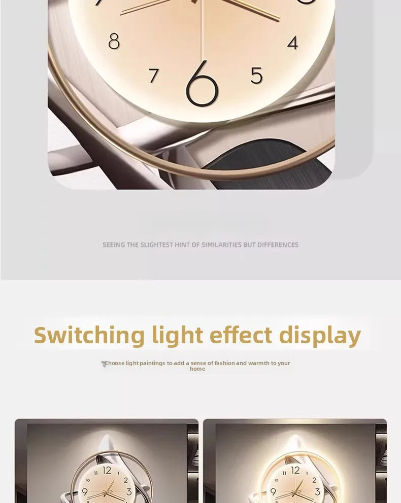 Moderne Design-Wohnzimmer-Digitalwanduhr LED-Restaurant-Uhr Geräuschlose Uhr Große Abstrakte Flur-Wandlampe Wanddekoration
