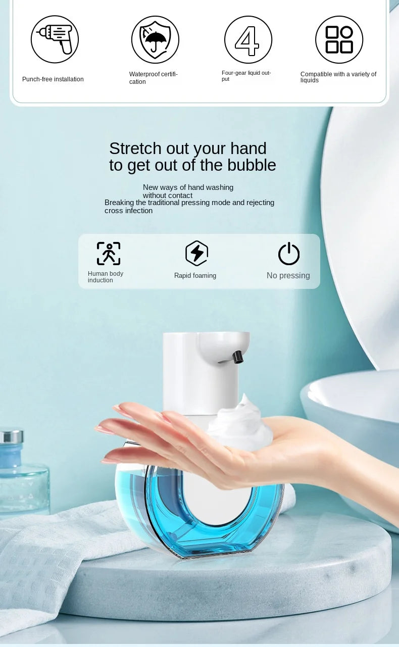 Inteligentny dozownik do mydła, 420 ml, bezdotykowy czujnik ruchu, urządzenie do mycia rąk, ścienny dozownik mydła w płynie, model na płyn/pianę