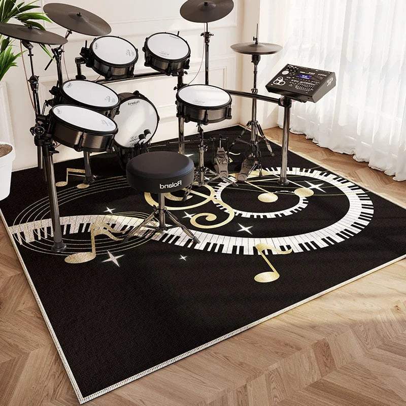 Moderne Wohnzimmer Teppich Home Decor Mode Luxus Trommel Abstrakte Musik Symbol Schwarz Weiß Plaid Große Bereich Schlafzimmer Dekor Teppiche