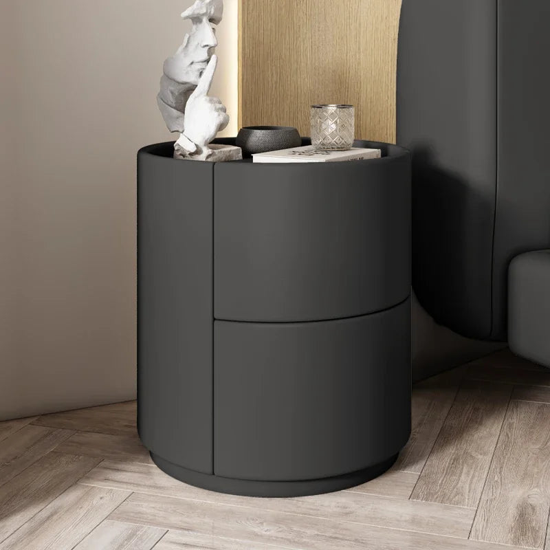Home Wohnzimmer Sofa Seitenschrank, kreativer runder Nachttisch aus massivem Holz, neuer einfacher moderner kleiner Schlafzimmer-Aufbewahrungsschrank