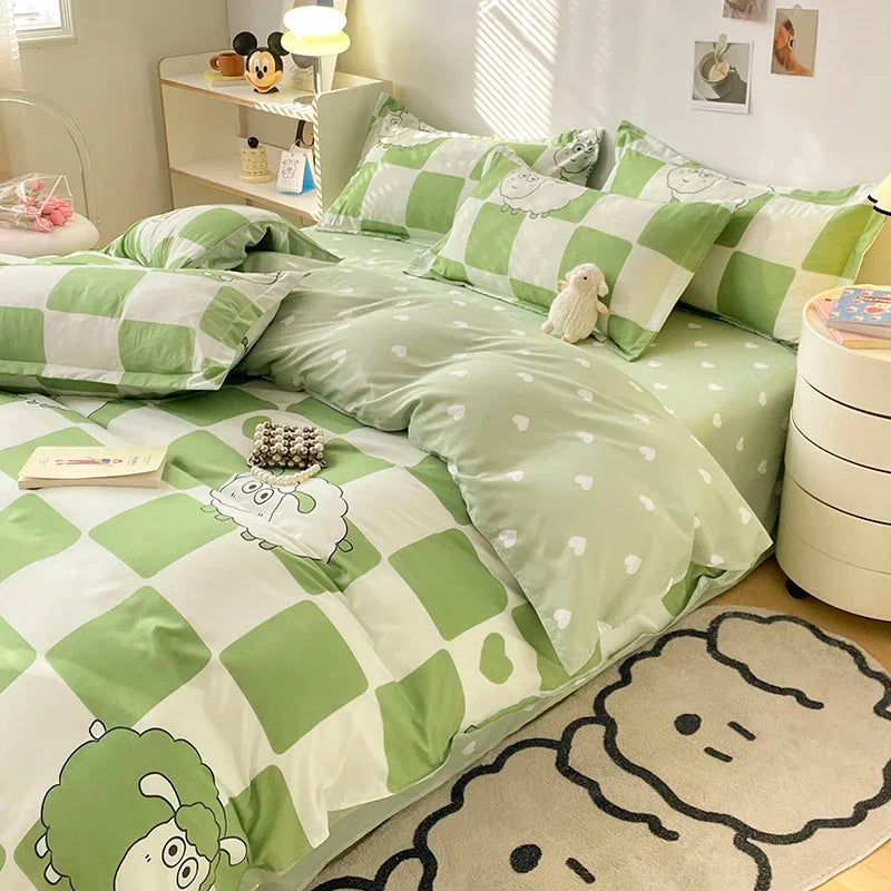 Bettwäsche-Set für Mädchen, Jungen, Schlafzimmer, KINDER, moderne Tröster, Bettbezug, flaches Laken, Kissenbezug, Heimtextilien, weiches Bettwäsche