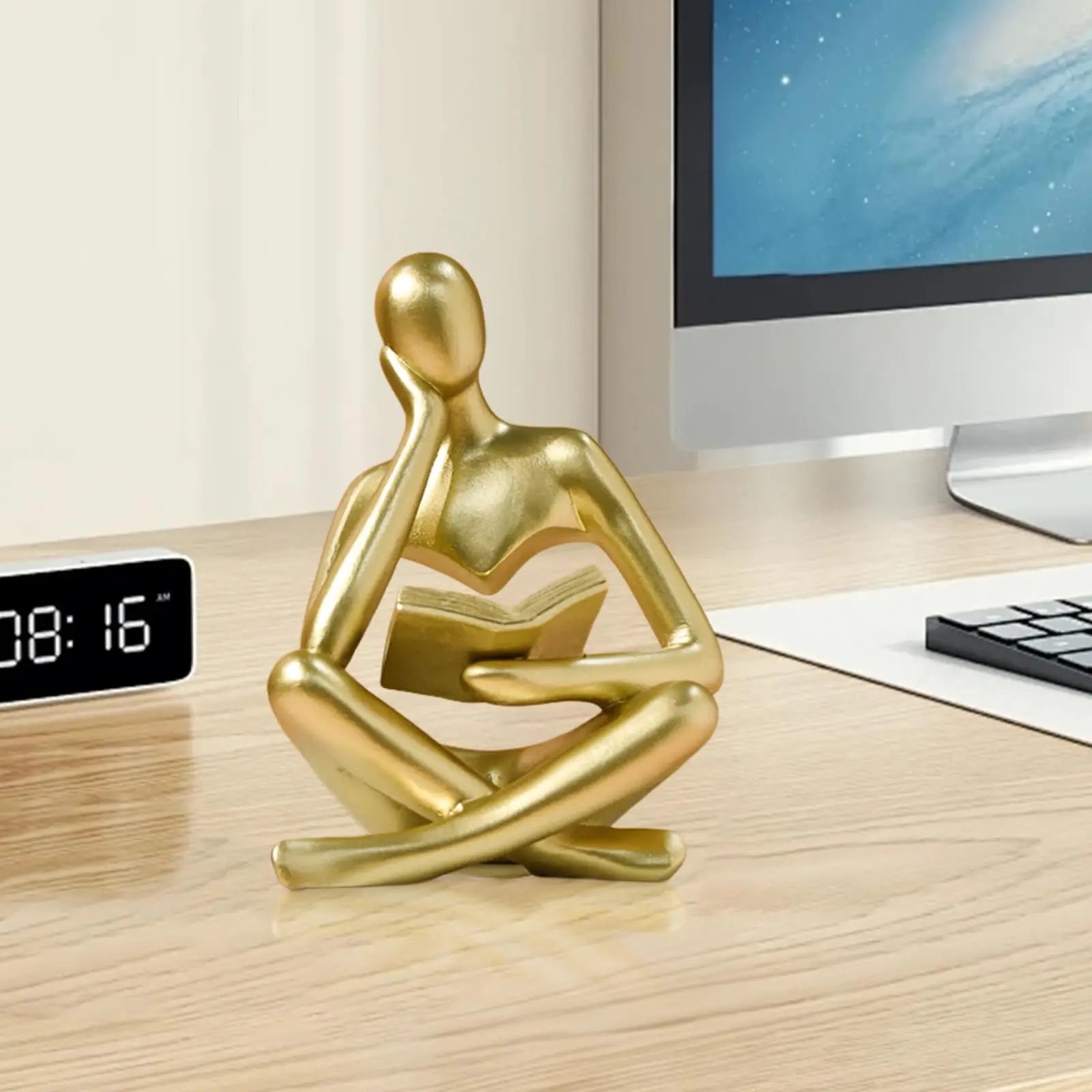 Bücherregal-Dekor, Denker-Statue – abstrakte Kunst, Lesen, Denker-Skulptur, Figur, ästhetisch, moderne Heimdekoration für das Leben