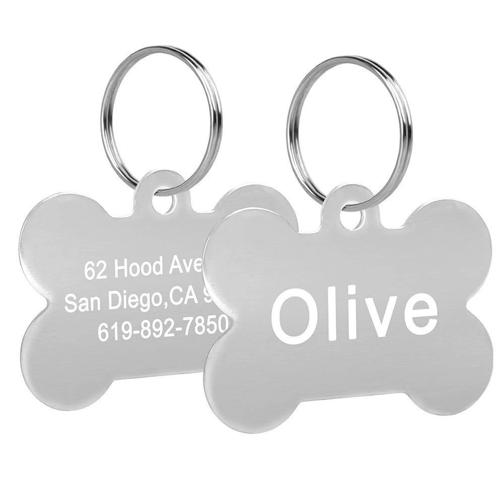 Knochenförmiges Haustier-ID-Tag, personalisierte Namensschilder für Hunde und Katzen, Anti-Verlust, kostenlose Gravur, Halsband, Anhänger, Knochen für kleine, mittelgroße und große Haustiere